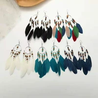 vintage women dangle earrings ethnic boho earings women beads jewelry feather earrings 2021 bohemian