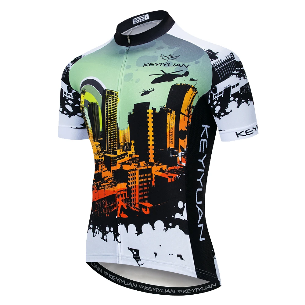 

2021 KEYIYUAN Men Cycling Jersey Short Sleeve Summer MTB Road Ride Clothing Maillots De Cyclisme Wielerkleding Heren