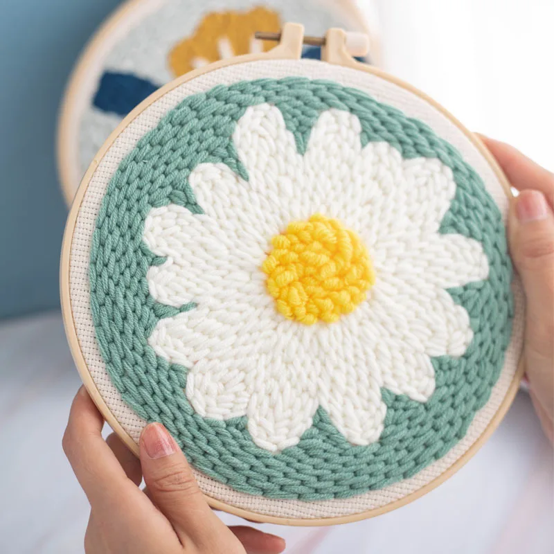 

Creative DIY Flower Punch Needle Embroidery Kit Punch Needle Cross Stitch for Beginner Handcraft Wall Painting Home Decor Gift