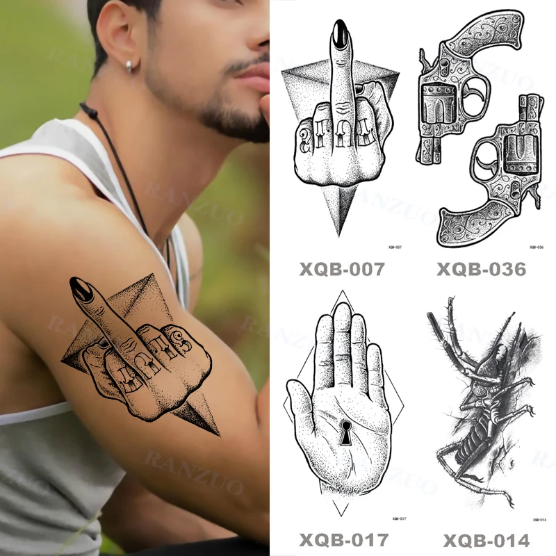 Черная водостойкая Временная тату-наклейка для мальчиков и девочек грудь бедра