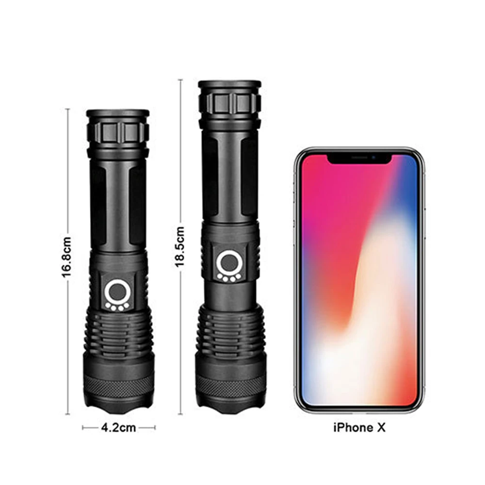 Светодиодный фонарик высокой мощности с бликами Тактический Ручной P50 zoom фонарик USB зарядка алюминиевый сплав светодиодный фонарик 5 режимов