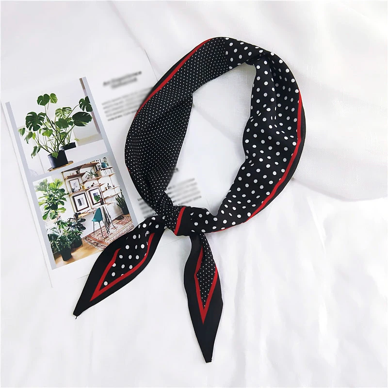 

Women Print Head Scarfs Polka Dot Spell Color Neck Scarf Fashion New Kerchief Female Shawls Soft Foulard Diy Handle Bag Ribbons