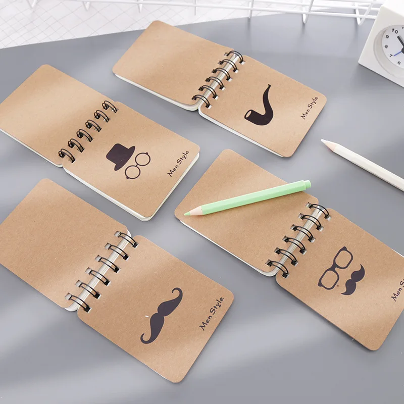 4 Pcs Cartoon Beard Coil Notepad White Page Book Primary School Student Learning Office Stationery Memo Pad Caderno Pontilhado