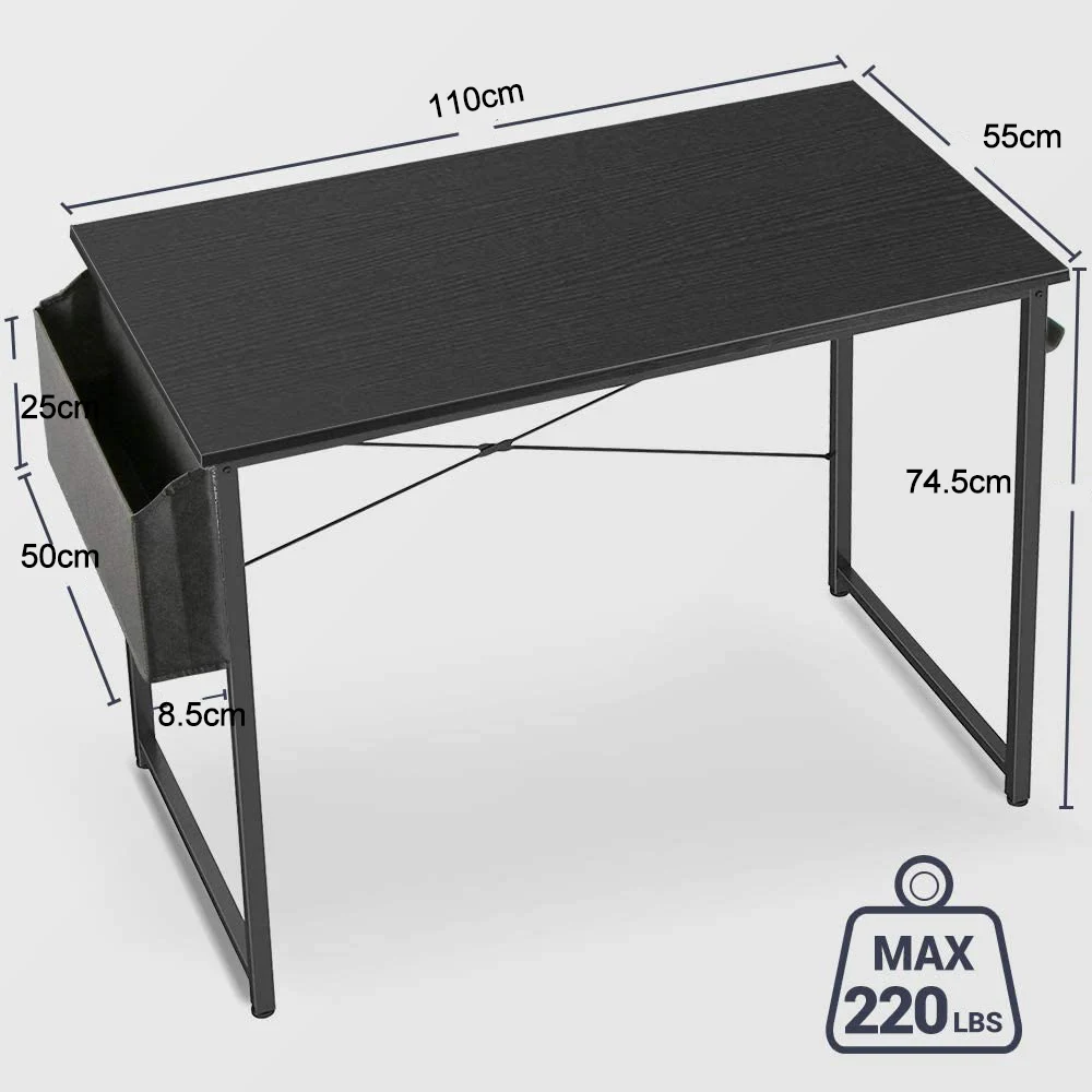 

43 inch Computer Laptop Desk Modern Computer Table with Storage Bag & Iron Hook Writing Study Desk for Home Office Living Room