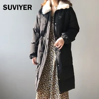 suviyer winter jacket women 2021 rabbit fur collar warm cotton thick long sleeve winter coat women fashion parka
