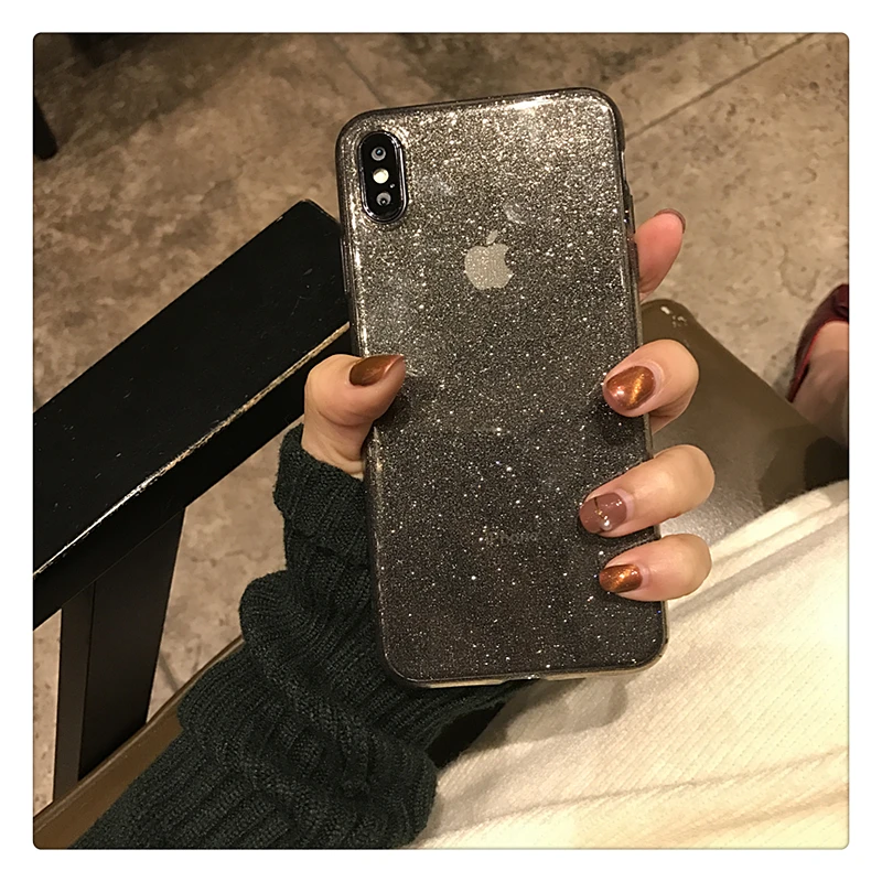 Чехол с блестками для iPhone 11 Pro XR XS 8 7 Plus 6S 12 прозрачный мягкий ударопрочный чехол из