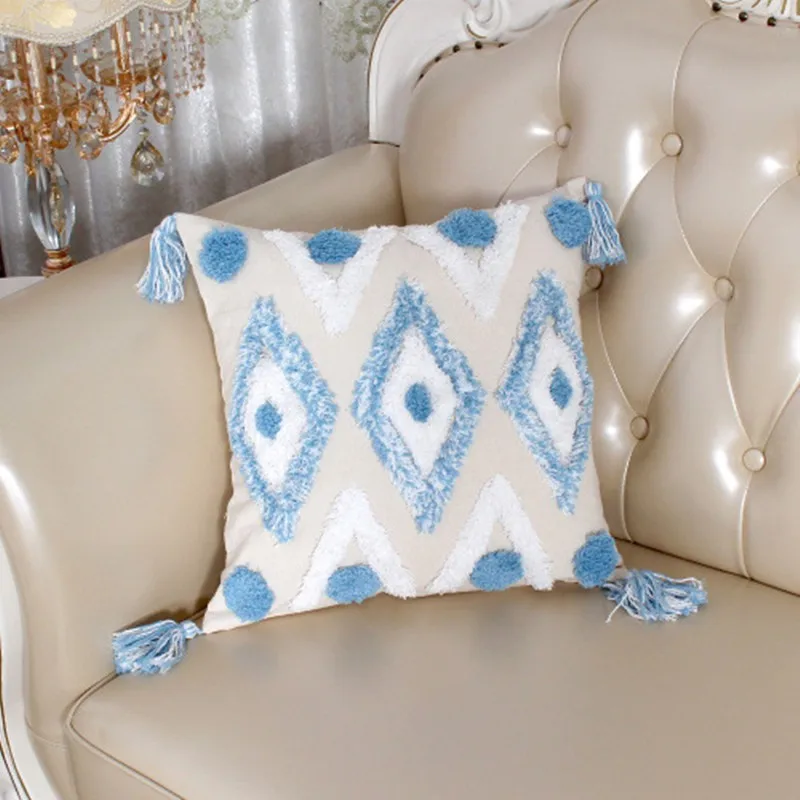 

Pillowcase Linen Pillowcase Household Chair Cushion Flower Cloth Pillow Embroidered Embroidered Pillowcase Household Items 45x45