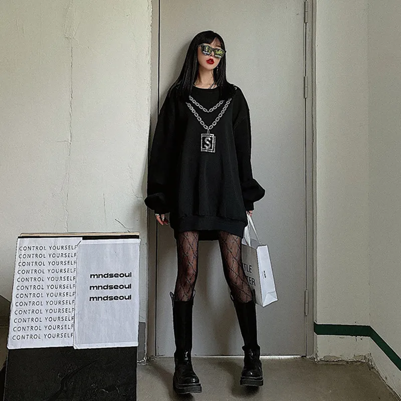 

Lazy wind sweatshirt female autumn winter new INS loose heavy industry is ironed drill bts