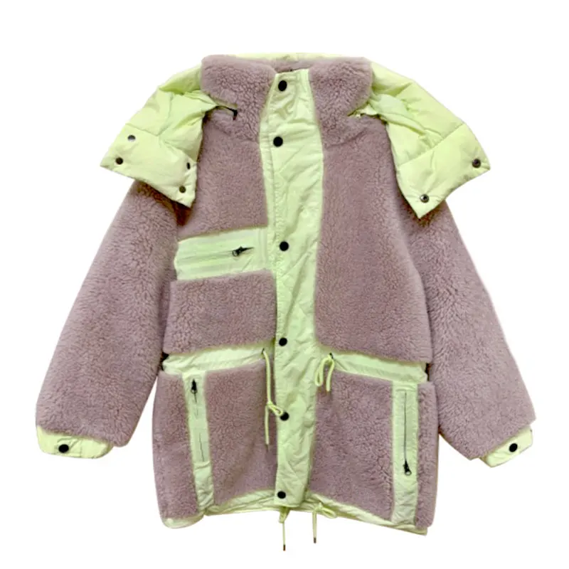 

Women's Down Jacket 2020 Winter Jacket Ladies Fur Teddy Female Down Coat Loose Oversized Short Parka Cropped Puffer Jacket New