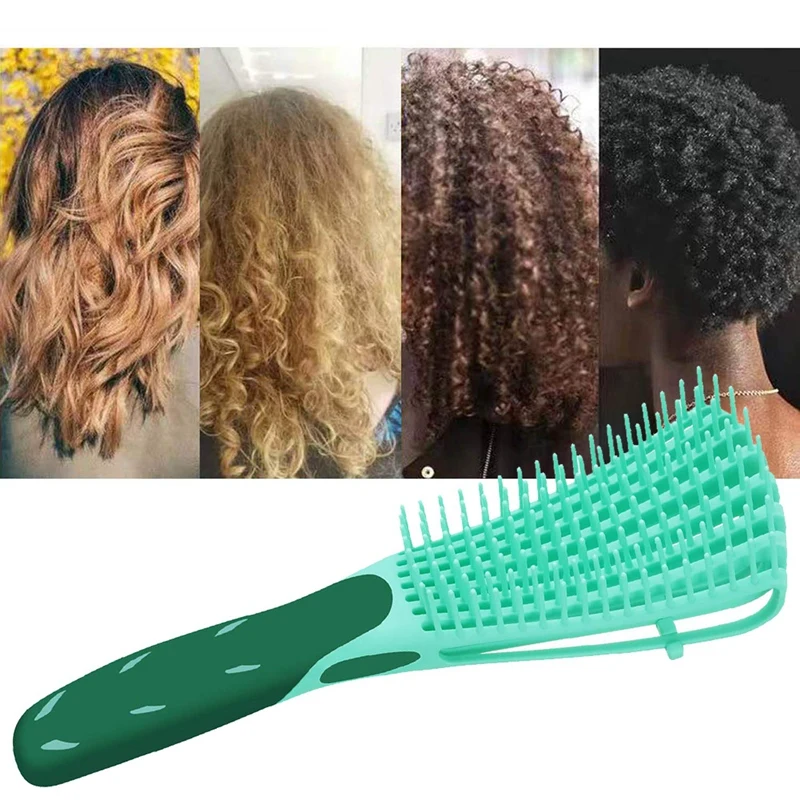 

2 Pcs Detangling Brush for Curly Hair, Hair-Detangler for Textured 3A to 4C Kinky Wavy/Curly/Wet/Dry/Oil Hair-Green