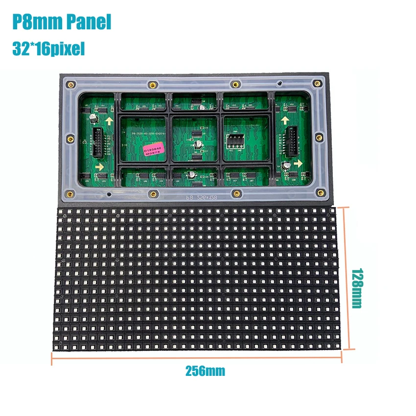 SMD P8mm 256x128 мм светодиодный дисплей модуль 32x16 точек внешние водонепроницаемые