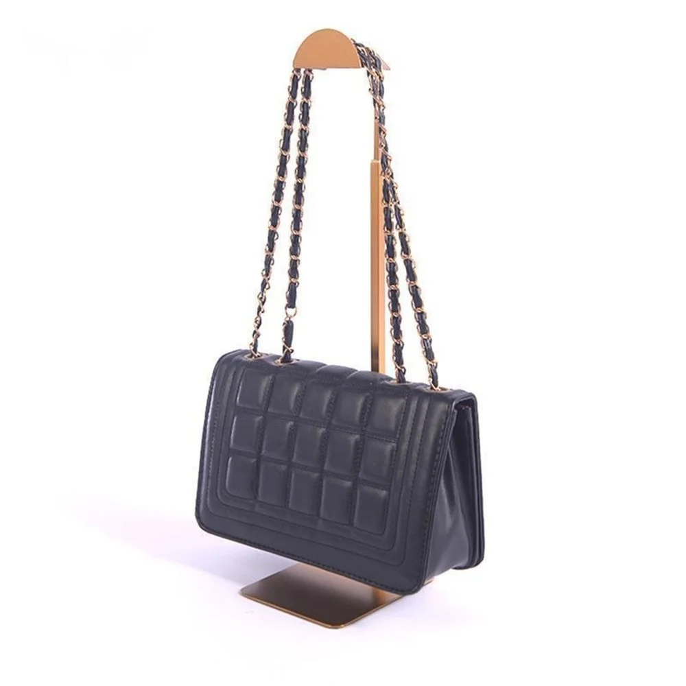 

Boutique Handbag Display Rack Height Adjustable Golden Hanging Bag Bracket