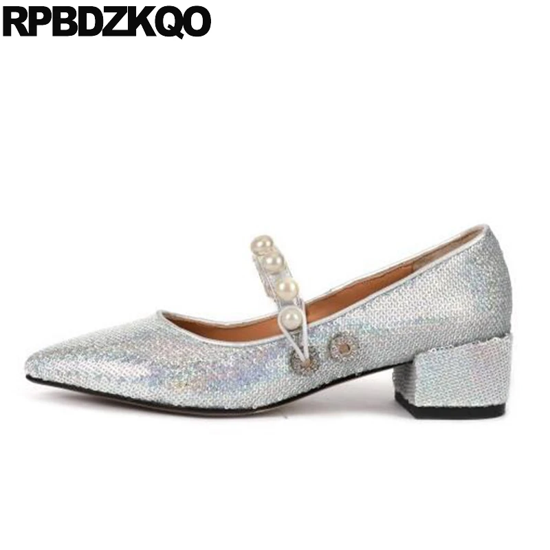 

Pearl Italian Flats Shallow Brand Designer Shoes Women Luxury 2021 Silver Ladies Sequin Pointed Toe Slip On Chinese China Black