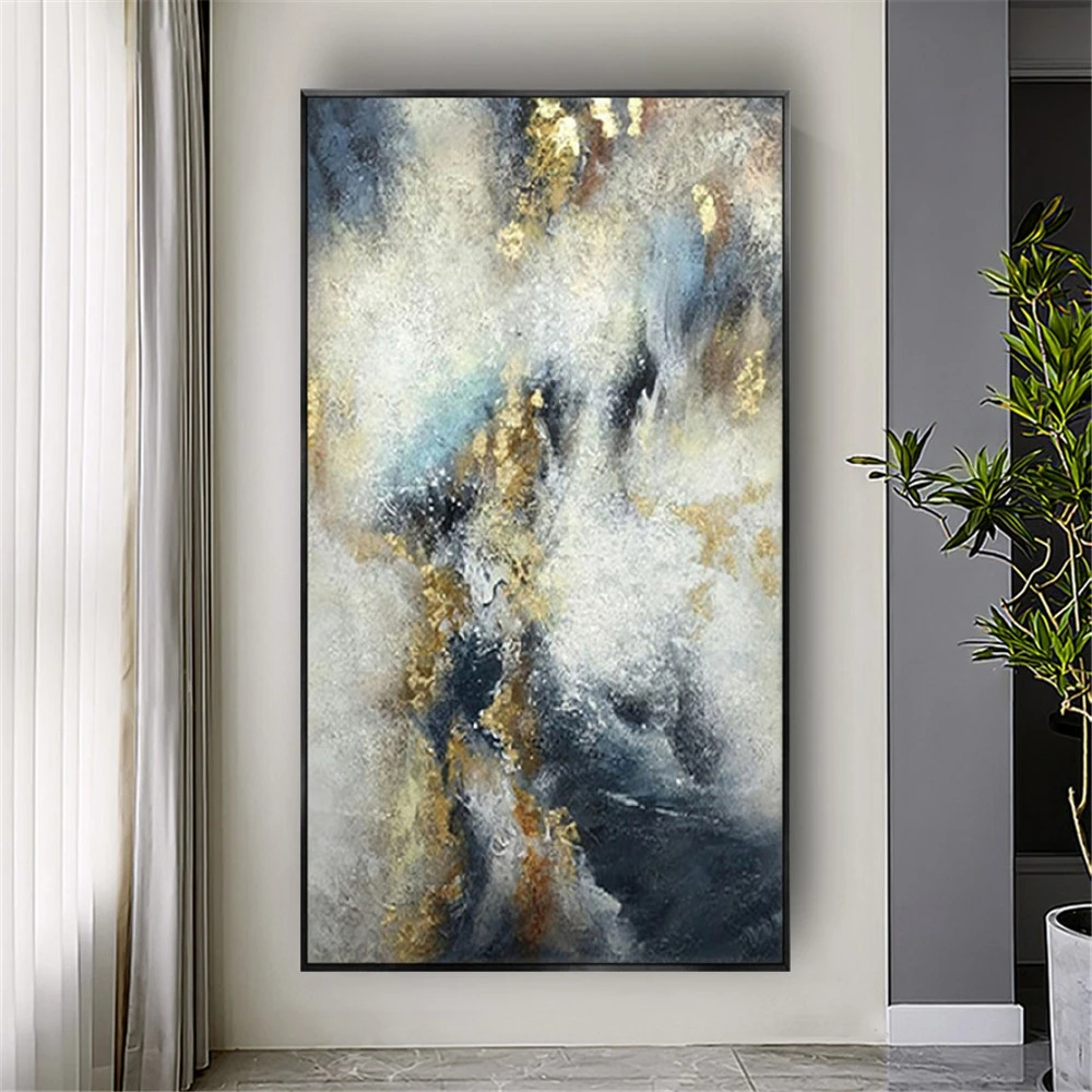 

Hand Painted Living Room Wall Canvas For Hallway Pictures Gold Foil Oil Painting Canvas Set Artwork For Kitchen Modern Painting