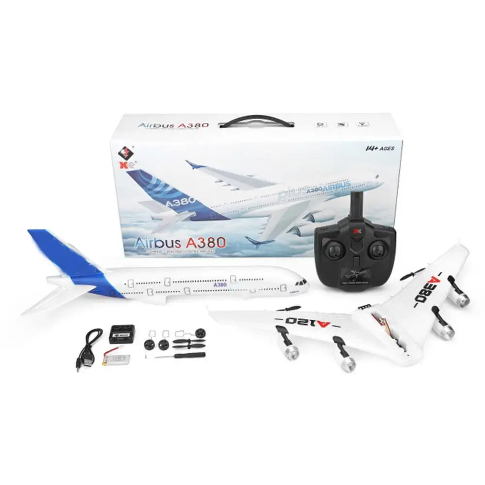 

XK Airbus A380 Rc Airplane 2.4G Three Channels Back Push Dual Power Gliding Electric Rc Plane Toys For Kids Adults A120