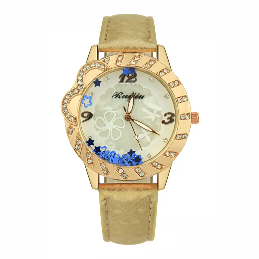 Часы наручные женские кварцевые роскошные брендовые золотистые с браслетом для