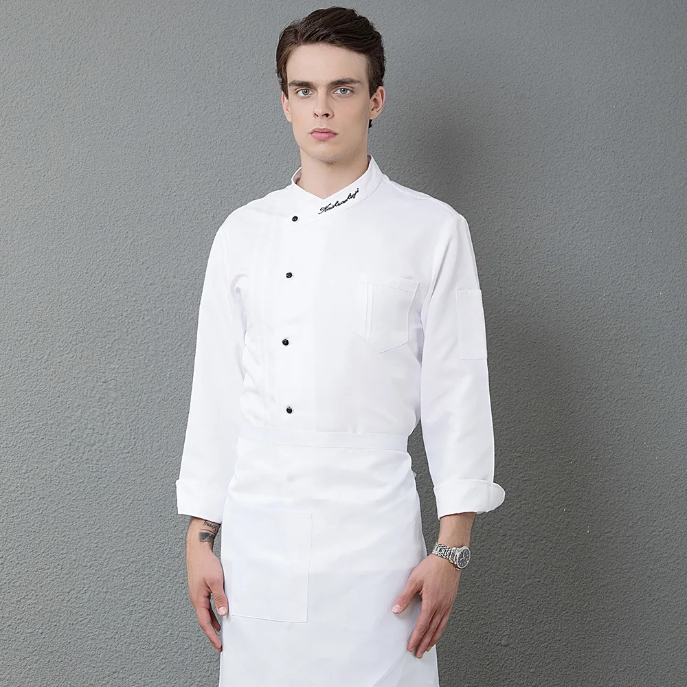 long-sleeve Jacket Черная куртка шеф-повара рубашки Новая одежда Униформа для гостиничного шеф-повара Ресторан официантки Униформа питание пекарня кухня рабочая одежда - Цвет: long-sleeve Jacket