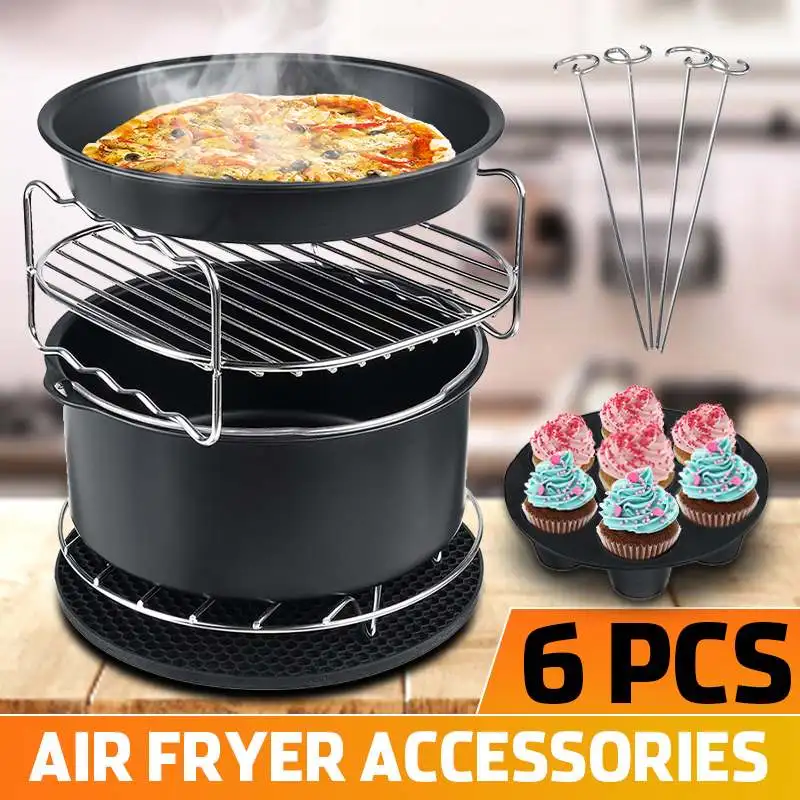 

6 PCS Air Fryer Accessories Set for 7 inch and Larger Size Air Fryers Electric Deep Air Fryer
