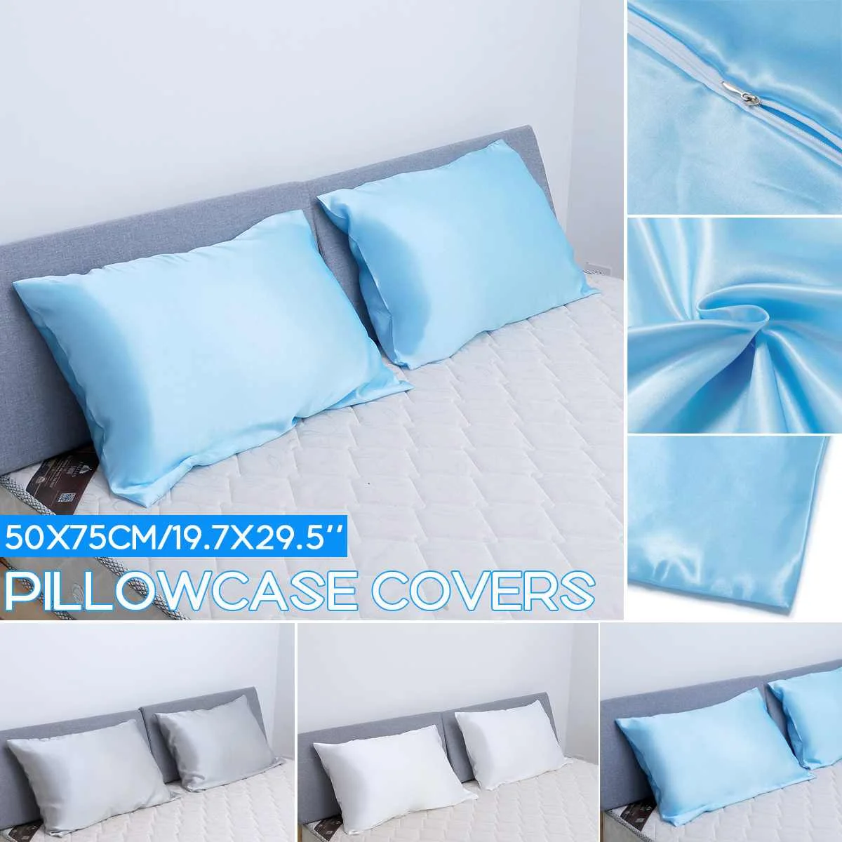

Pure Emulation Silk Satin Pillowcase Comfortable Pillow Cover Pillowcase For Bed Couch Sofa Home Office Throw Single Pillow Cove