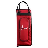 drumstick bag case drum stick holder percussion drum mallet bag with external pocket and floor tom hooks red