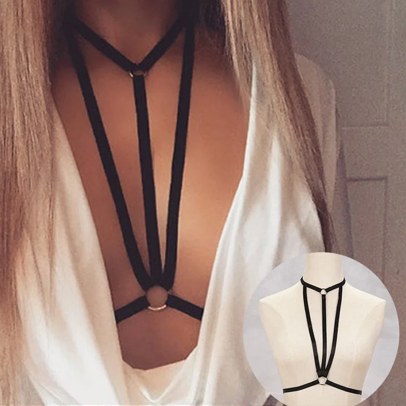 

Fashion Harness Lingerie Women Fetish Tops Crop Bodysuit Harajuku Gothic Body Cage Bra Festival Bralette Harness