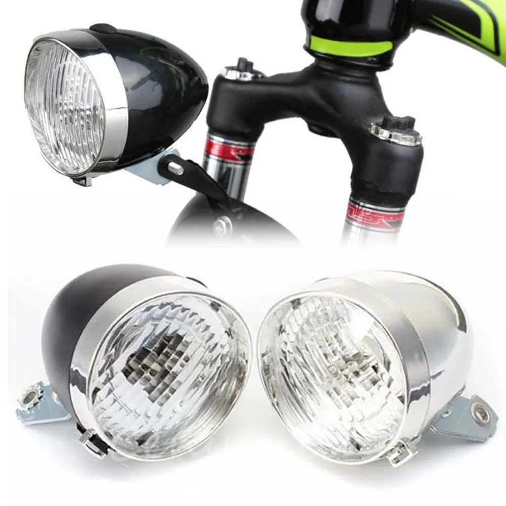 

Bicycle Lamp Headlight Light Lighting LED Retro Holland Wheel Bike Chrome Night Riding Cycling Front Headlight Parts AAA Battery
