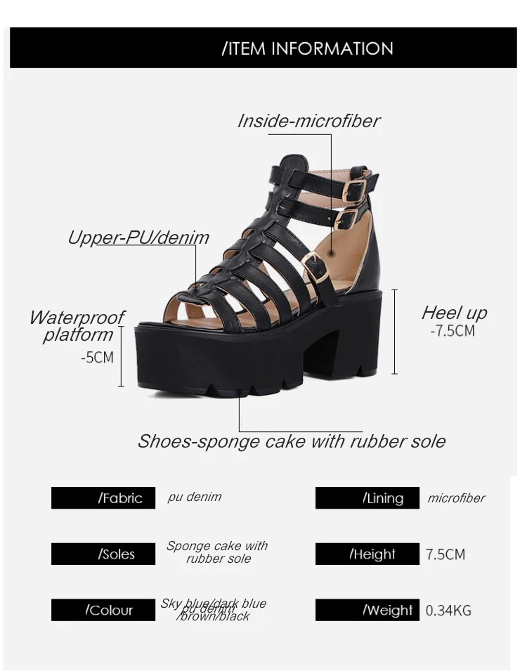 

Leisure Fashion New Arrivals Drop Shipping On Sale Gladiator Sandals Block Heels Causual Large Size 35-43 Women Shoes Footwear