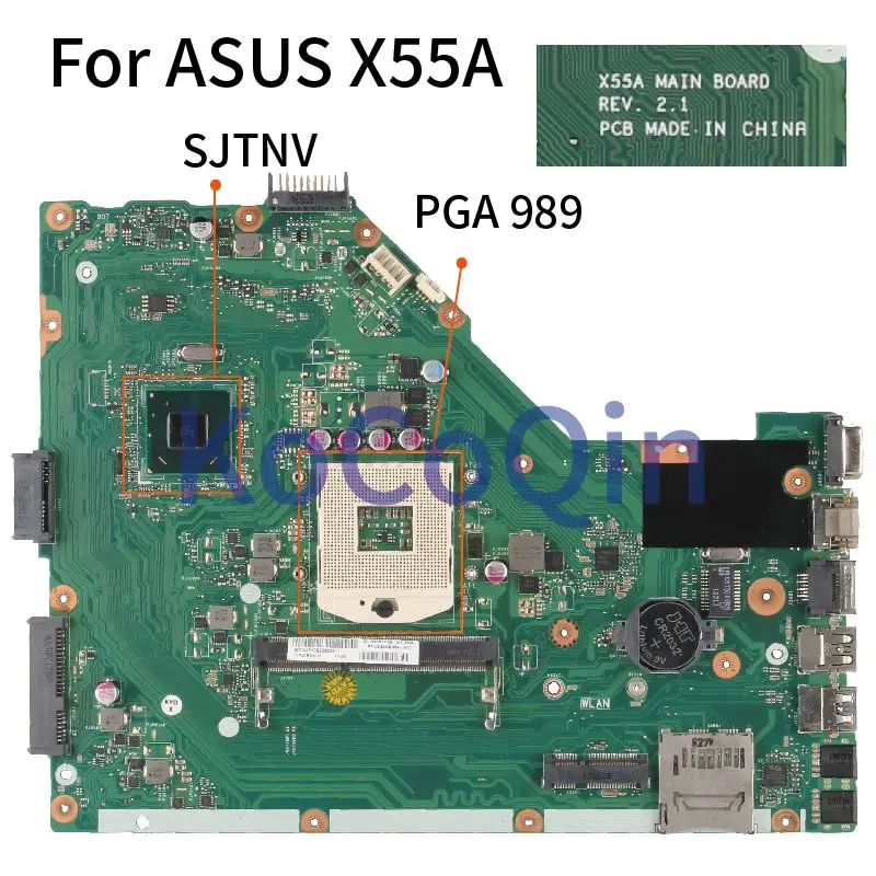 لوحة أم للكمبيوتر المحمول ASUS X55A PGA 989 اللوحة الرئيسية للكمبيوتر المحمول REV 2.1 SJTNV HM70 دعم بنتيوم سيليرون CPU