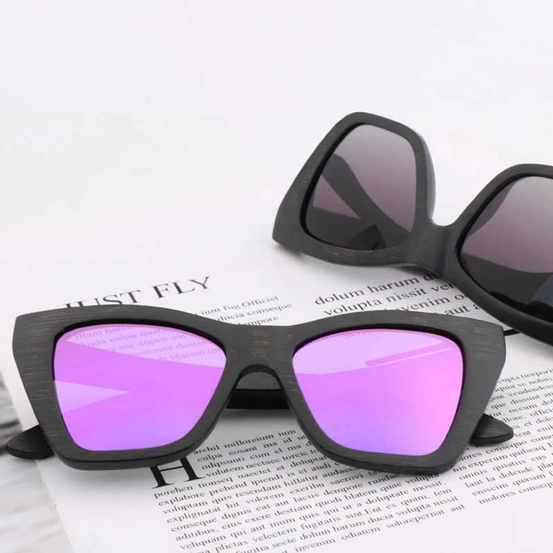 Модные поляризованные бамбуковые солнцезащитные очки ручной работы для женщин и