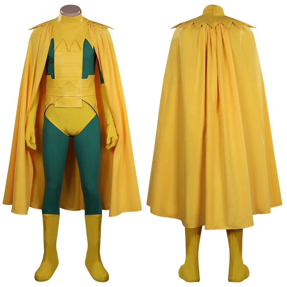 

Classic Loki Trench Cape Suit Costume 2021 tva Loki King Uniform Cosplay Outfits Halloween Carnival Top Pants Cape Full Suit