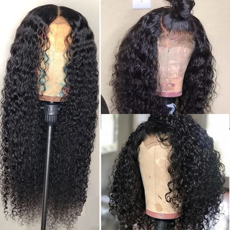 

Morichy Curly Human Hair Wigs 4x4 Lace Closure Wigs Brazilian Non-Remy Human Hair Pre Plucked Natural Hairline 150% Density