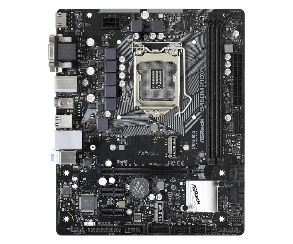 Материнская плата ASRock B460M-HDV LGA 1200 поддерживает системный блок микросхем DDR4 Intel 460M