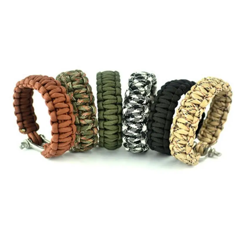 

(2pcs) Outdoor Survival Paracord Bracelet 7-core Paracord Stainless U/O Buckle Anchor Shackle