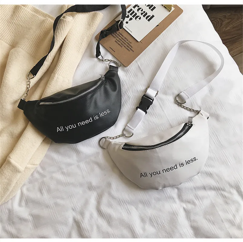 

Women Men Belt Bag Large PU Waist Bag Chest Traveling Adjustable Travel Streetwear Letter Print Pouch Fanny Pack