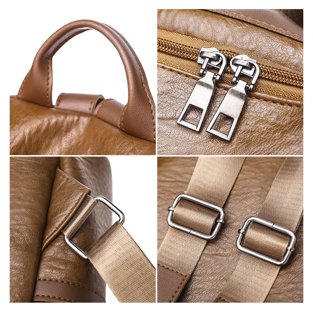 Женский кожаный рюкзак Herald Fashion винтажный школьный ранец для студенток колледжа