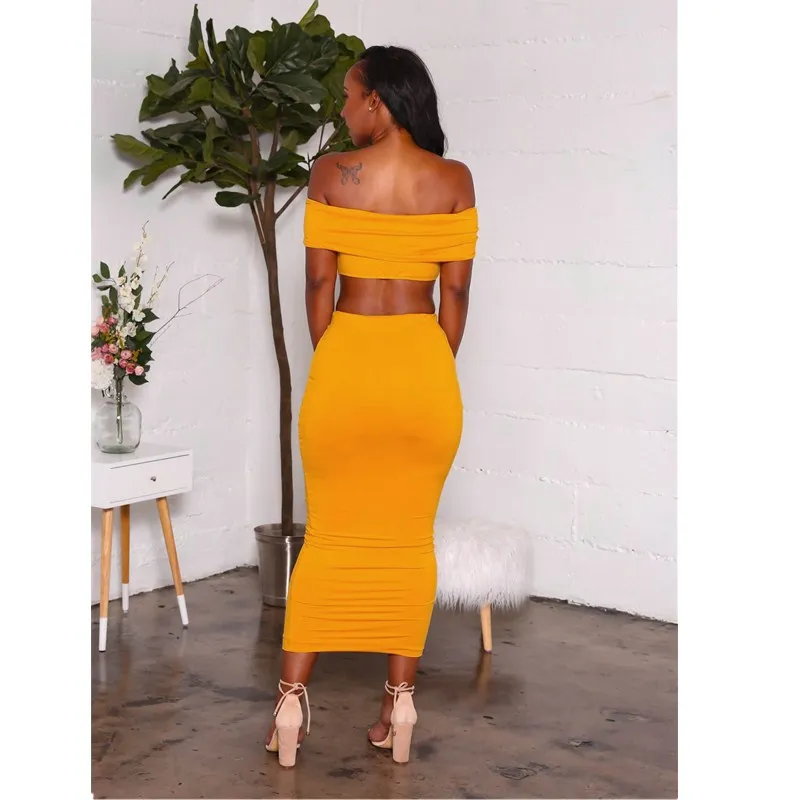 Женский летний комплект без бретелек привлекательная длинная юбка с вырезом