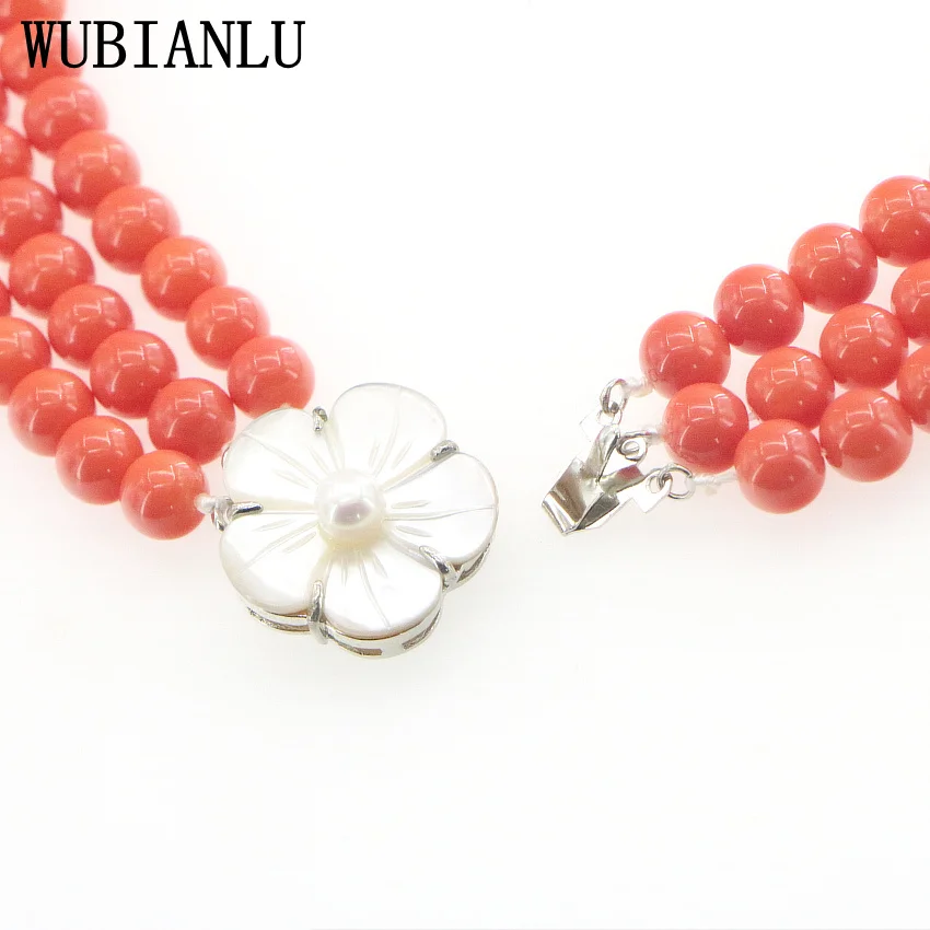 Ожерелье из красного коралла для женщин колье сделай сам с имитацией жемчуга 3