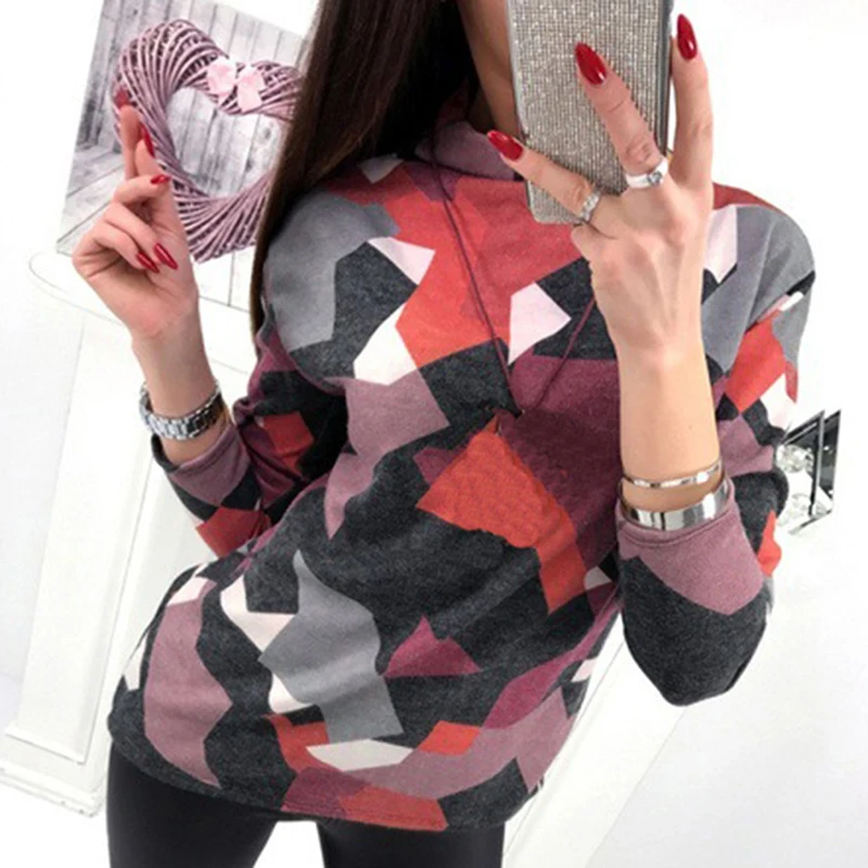 Модная свободная футболка в стиле Харадзюку с цветными блоками женские осенние