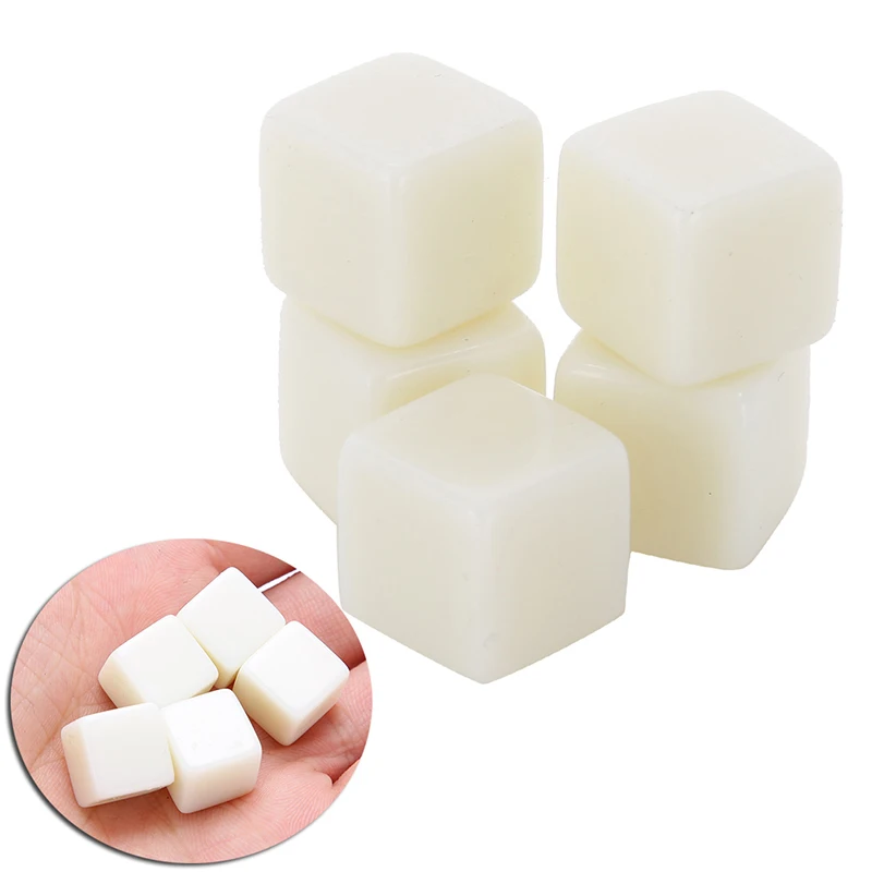 

Белые акриловые шестисторонние игральные кости, 5 шт., D6 игральные кости 12 мм, штампованные для ролевых игр, настольные игры