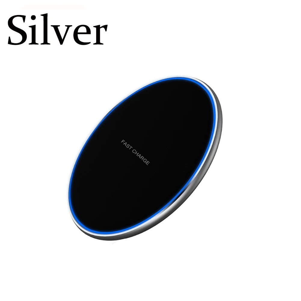 Silver 15 Вт Qi Беспроводное зарядное устройство для iPhone X Xs MAX XR 8 plus Быстрая зарядка для samsung S8 S9 Plus Note 9 8 USB зарядное устройство для телефона - Цвет: Silver