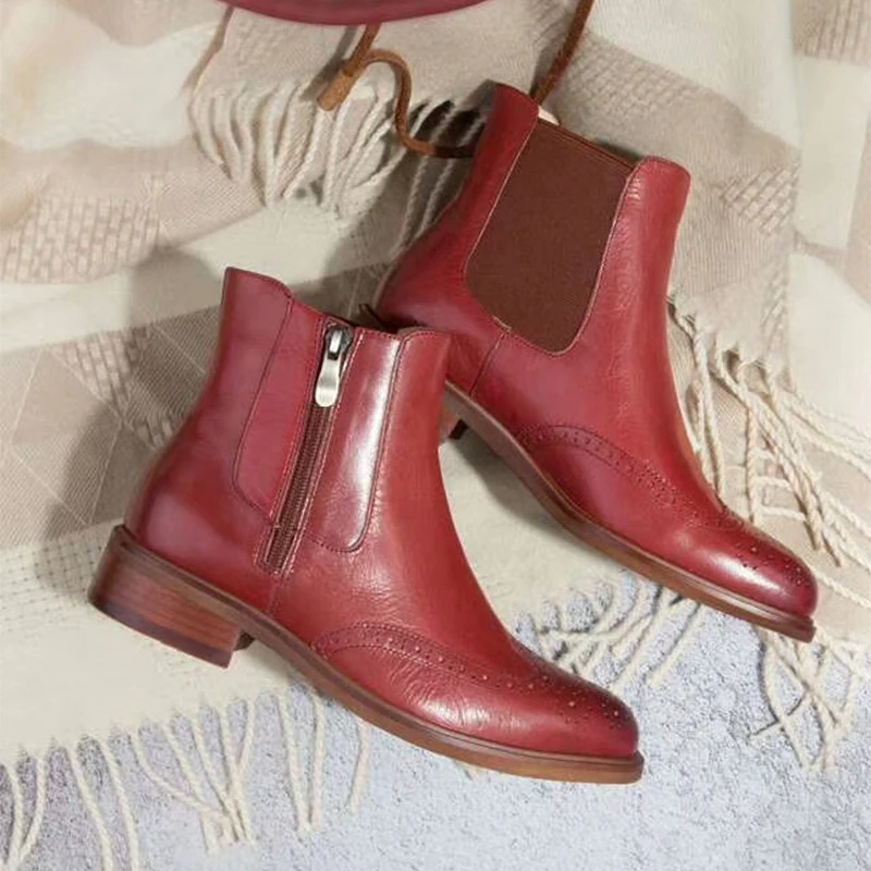 Женские ботильоны Yinzo из натуральной коровьей кожи с воском и круглым носком на