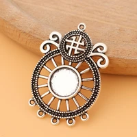 20pcslot tibetan silver chandelier multi connector charms pendants blank 10mm round cabochon setting jewelry making
