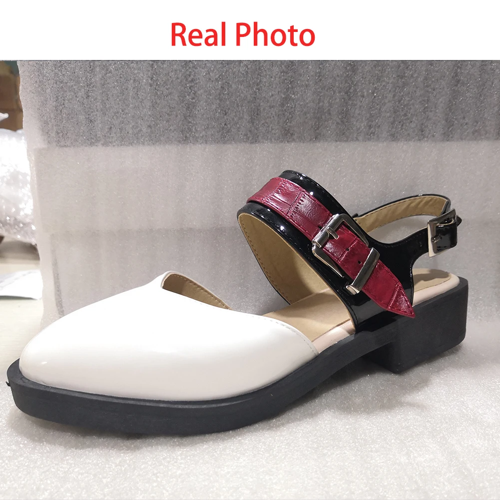 

RIBETRINI Large Size Summer Platform Sandals Women Buckle Strap Low Heel Flat Sandals 2020 Casual Round Toe Brand Shoes Woman