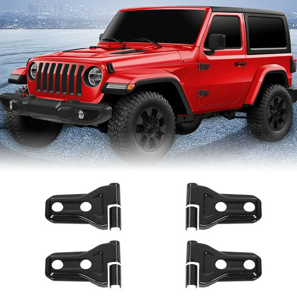 

4x DOOR HINGE COVERS ABS Accessories Kit for Jeep Wrangler JL 2-DR Carbon Fiber
