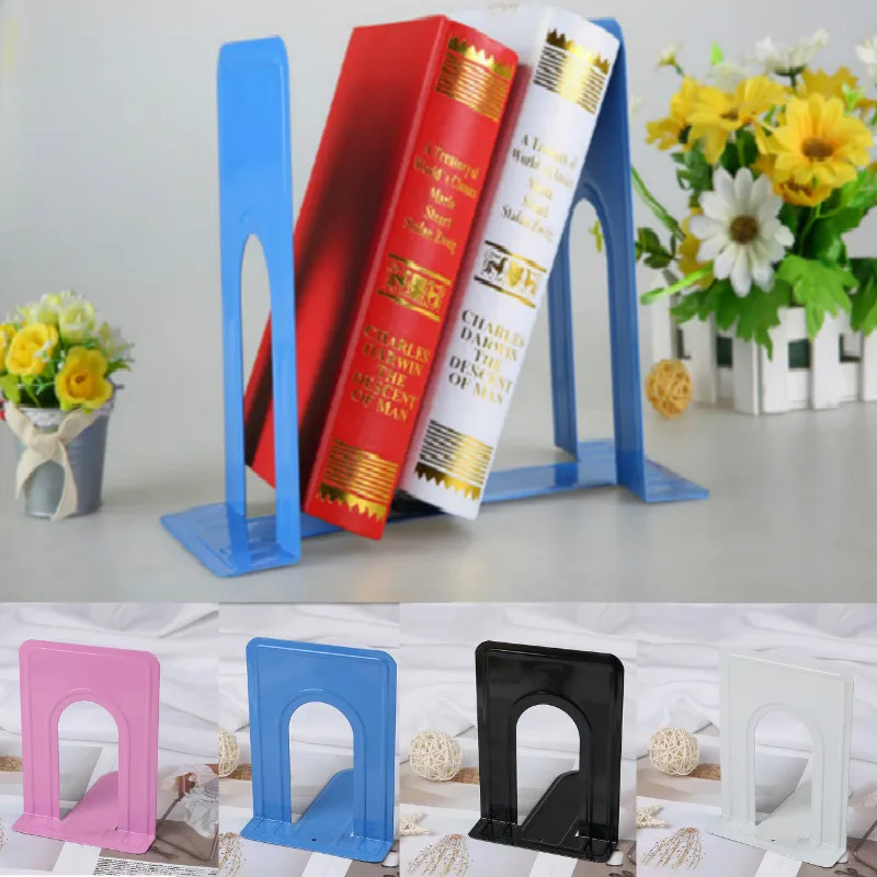 

Metal Bookends Simple Style Book Holder Organizer Iron Support Holder Non-skid Desk Stands For Books 17*12.5*11cm