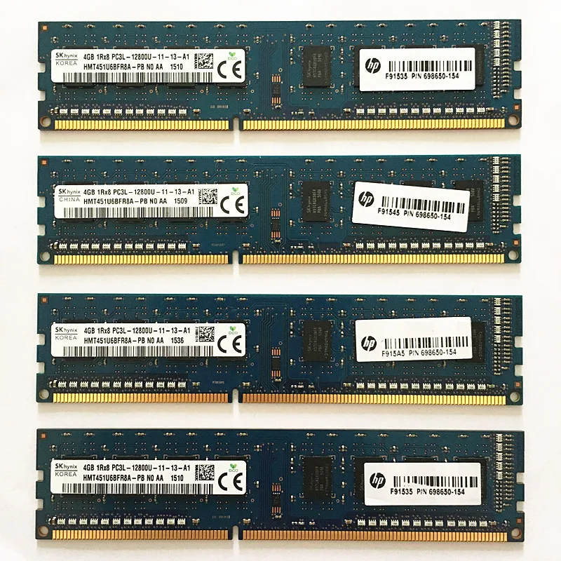 Sk Hynix ddr3 ОЗУ s 4 Гб 1Rx8 PC3L-12800U-11DDR3 1600 МГц память 240pin для настольного компьютера |