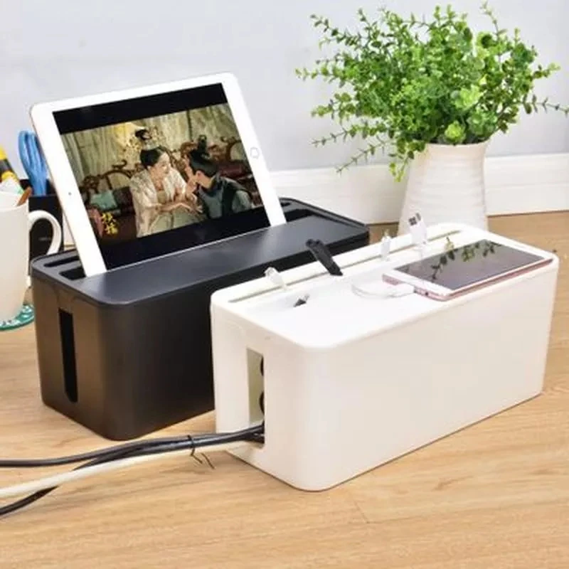 

Cable Storage Box Plastic Removable Charger Socket Protection Case Desktop Anti Dust Network Line Bin Power Strip Wire Organizer