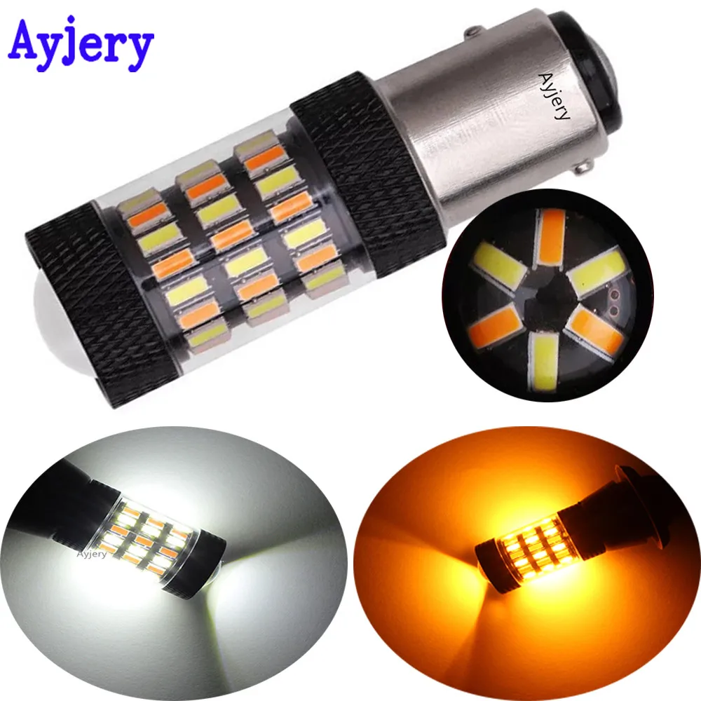 AYJERY 50 шт. 7443 3157 60 SMD BAY15D 4014 P21/5 Вт Светодиодный ная лампа для автомобильных ходовых