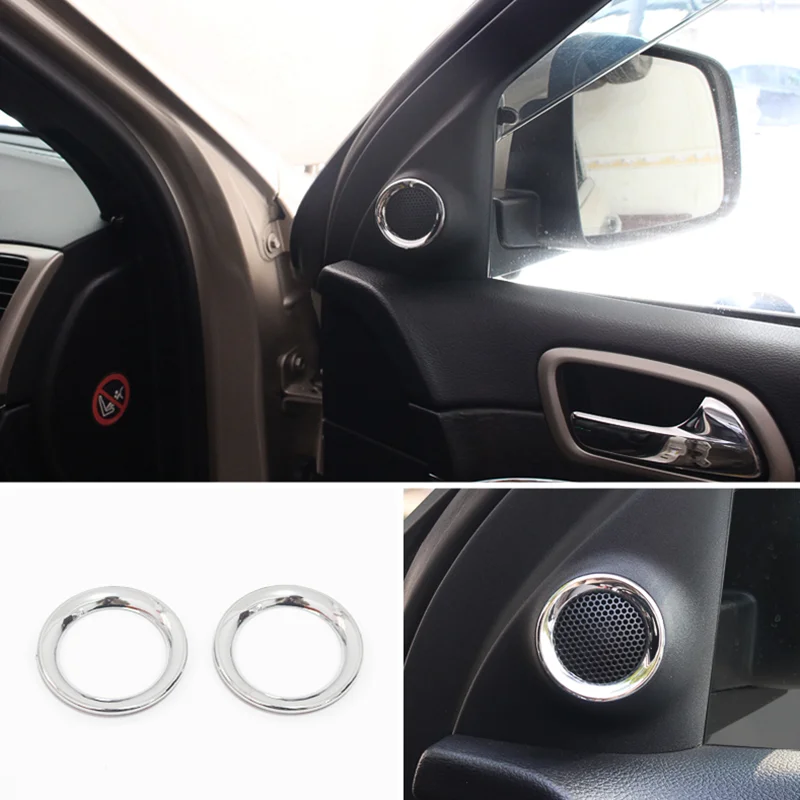 

For dodge durango 2017 2018 2019 ABS Chrome front door windows A-pillar Speaker Sound Horn ring frame Cover Trim 2pcs