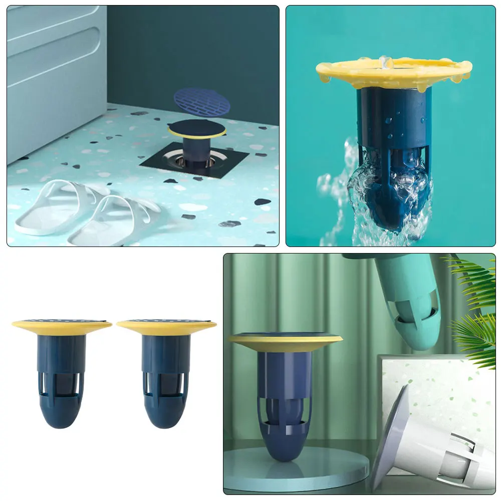 

2pcs Anti-clogging Drain Filters Floor Drain Cover Deodorization Cover (Blue)